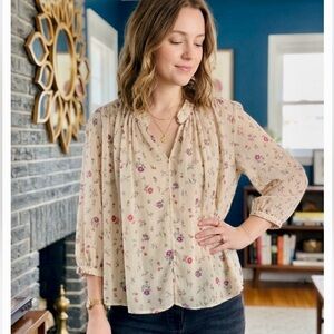 Uniqlo Cream Floral Blouse